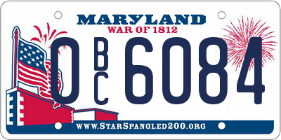 MD license plate 0BC6084