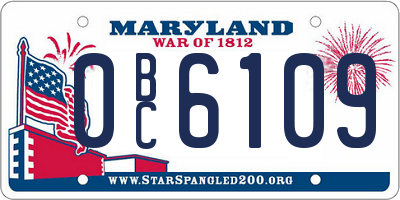 MD license plate 0BC6109