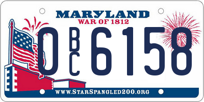 MD license plate 0BC6158