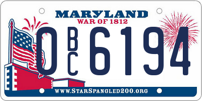 MD license plate 0BC6194
