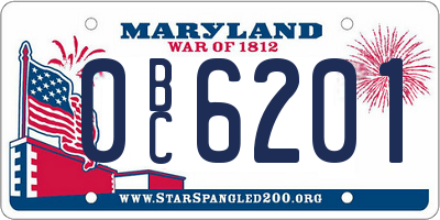 MD license plate 0BC6201