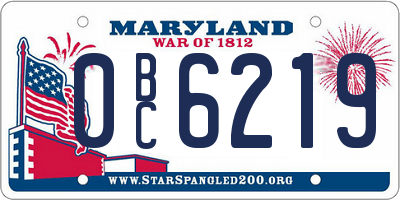 MD license plate 0BC6219