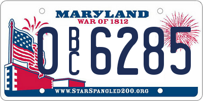 MD license plate 0BC6285