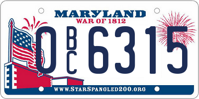 MD license plate 0BC6315