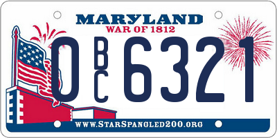 MD license plate 0BC6321