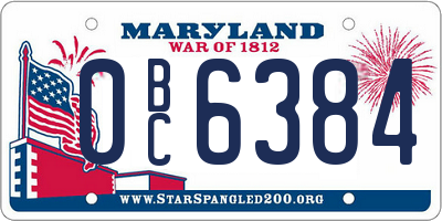 MD license plate 0BC6384