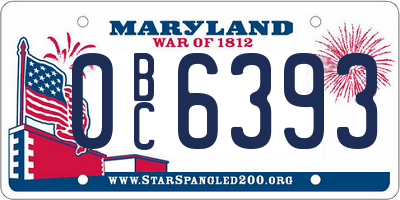 MD license plate 0BC6393