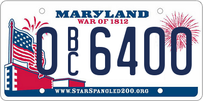 MD license plate 0BC6400