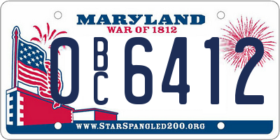 MD license plate 0BC6412