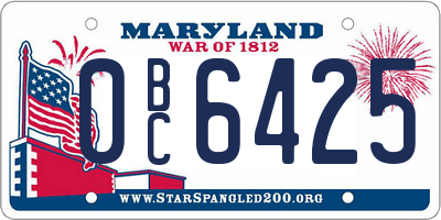 MD license plate 0BC6425