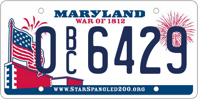 MD license plate 0BC6429