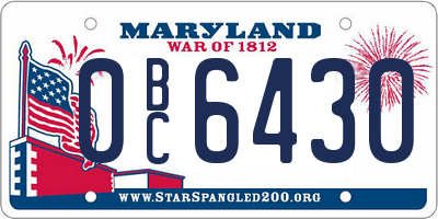 MD license plate 0BC6430