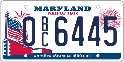 MD license plate 0BC6445