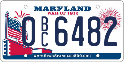 MD license plate 0BC6482