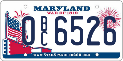 MD license plate 0BC6526