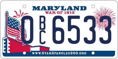 MD license plate 0BC6533