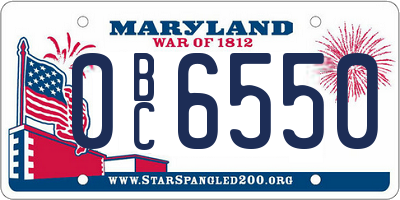 MD license plate 0BC6550