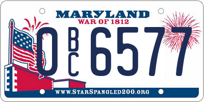 MD license plate 0BC6577