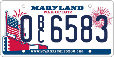 MD license plate 0BC6583