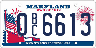 MD license plate 0BC6613