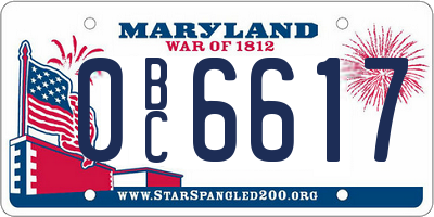 MD license plate 0BC6617