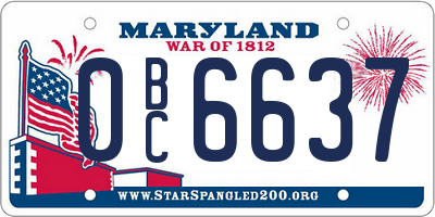 MD license plate 0BC6637