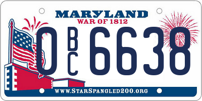 MD license plate 0BC6638