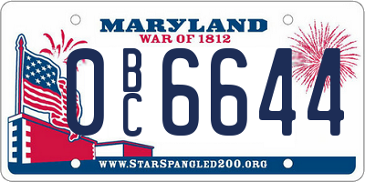 MD license plate 0BC6644