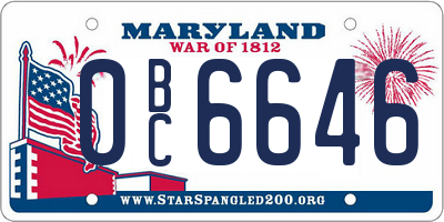 MD license plate 0BC6646
