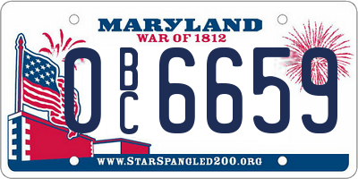 MD license plate 0BC6659
