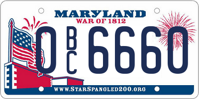 MD license plate 0BC6660