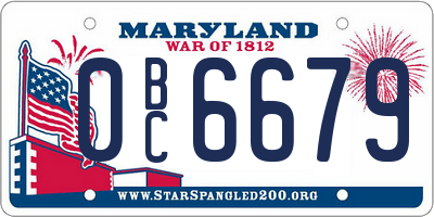 MD license plate 0BC6679