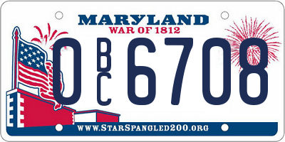 MD license plate 0BC6708