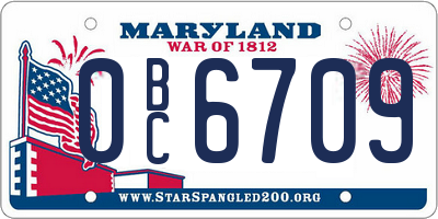 MD license plate 0BC6709