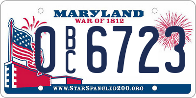 MD license plate 0BC6723