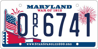 MD license plate 0BC6741