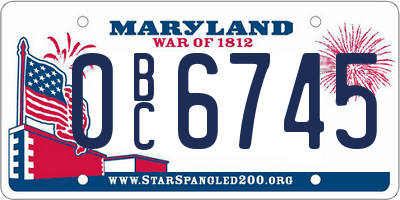 MD license plate 0BC6745