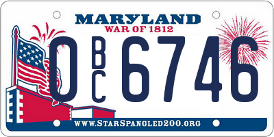 MD license plate 0BC6746