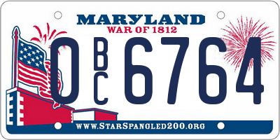 MD license plate 0BC6764
