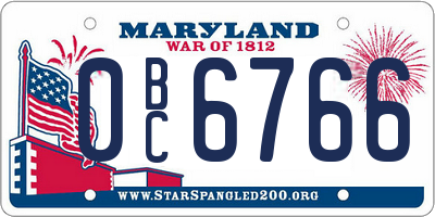 MD license plate 0BC6766