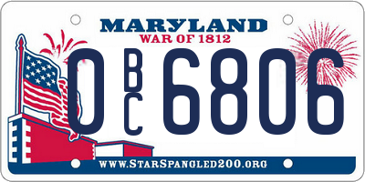MD license plate 0BC6806