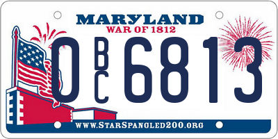 MD license plate 0BC6813