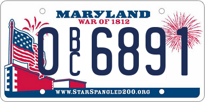 MD license plate 0BC6891
