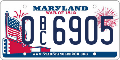 MD license plate 0BC6905