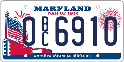 MD license plate 0BC6910