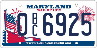 MD license plate 0BC6925