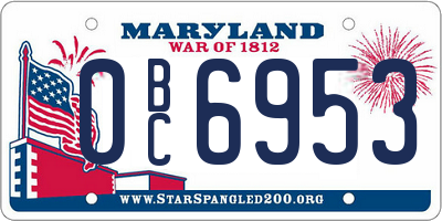 MD license plate 0BC6953