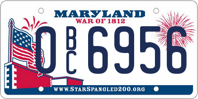 MD license plate 0BC6956