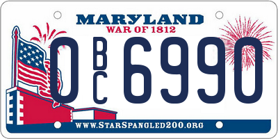 MD license plate 0BC6990
