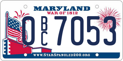 MD license plate 0BC7053